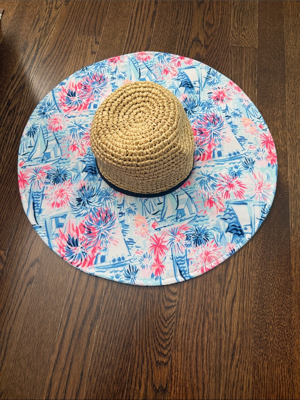 Lilly Pulitzer Tropical Print Straw Sun Hat